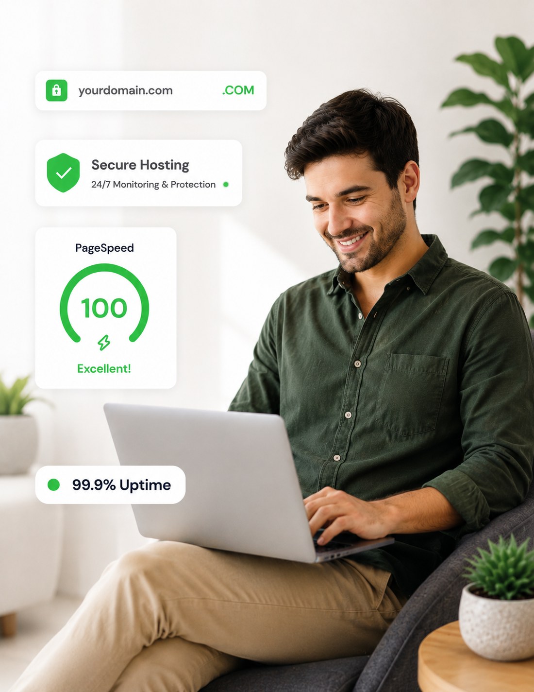 Happy ExonHost customer viewing their blazing-fast website — 0.78s load time, A+ performance score